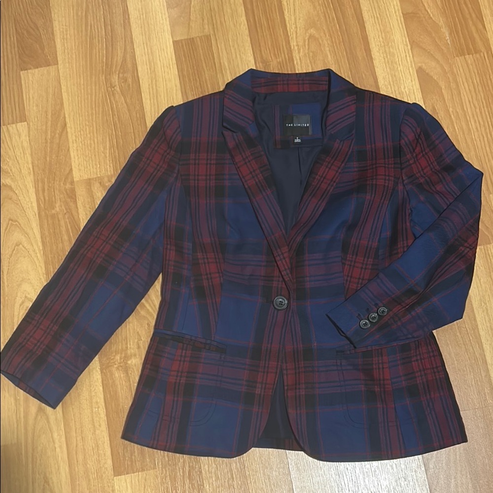 The Limited Plaid Blazer - Red and Blue